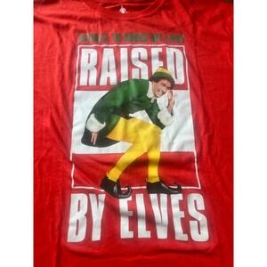 Elf Movie Buddy The Elf Raised By Elves Red Graphic Tee Shirt Womens Large (200)